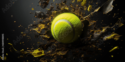 Tennisball Abstrakt dargestellt in großartigen Formation in Querformat für Banner, ai generativ © www.freund-foto.de