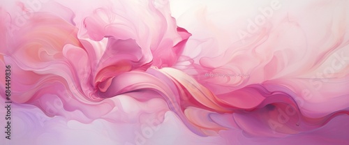 An abstract fusion of metallic magenta and soft pink liquids, swirling together in a dreamy, fluid dance.