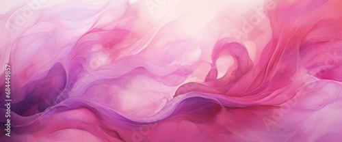 An abstract fusion of metallic magenta and soft pink liquids, swirling together in a dreamy, fluid dance.