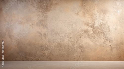 A stucco wall with a coarse texture and earthy tones.