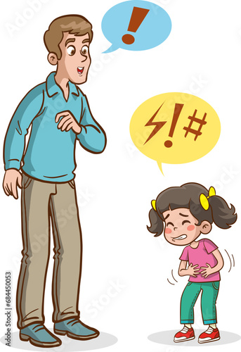 Illustration of a Cute Little Girl Suffering from a Stomachache