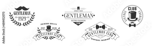 Vintage Gentleman Club Emblems and Black Label Vector Set