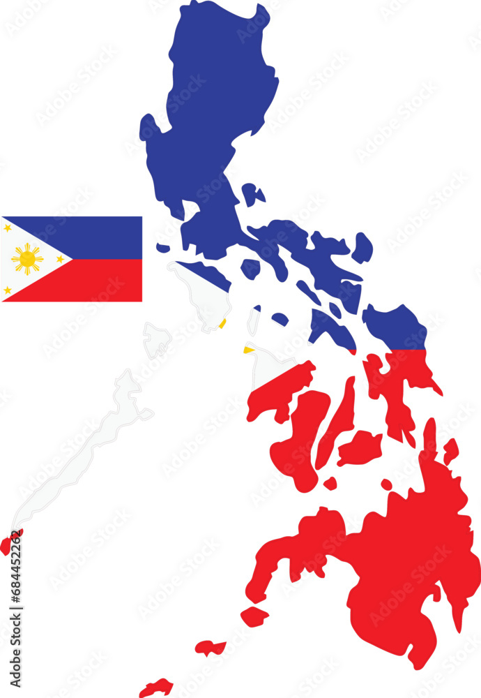 Obraz premium Philippines Map and Flag