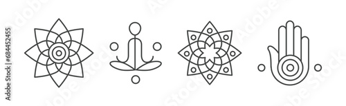 Line Yoga and Meditation Spiritual Sign Vector Set