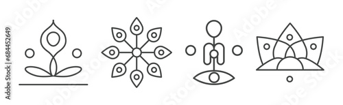 Line Yoga and Meditation Spiritual Sign Vector Set