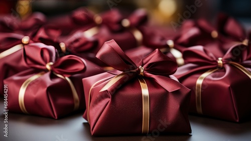 Christmas Gifts Wrapped Red Paper Composition , Background HD, Illustrations