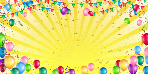 日の出　金　風船　年賀状　背景