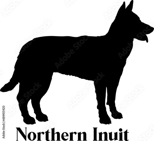 Northern Inuit Dog silhouette dog breeds logo dog monogram logo dog face vector