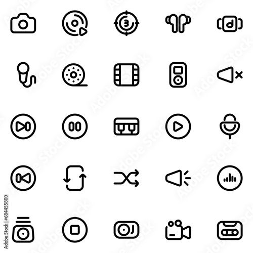 multimedia line icon sheet
