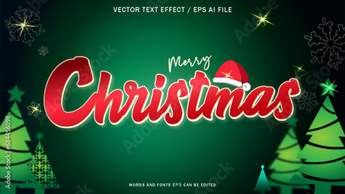 Editable Text Effect red Mary Christmas 3d  eps file on background green luxury for advertising and online platform design.