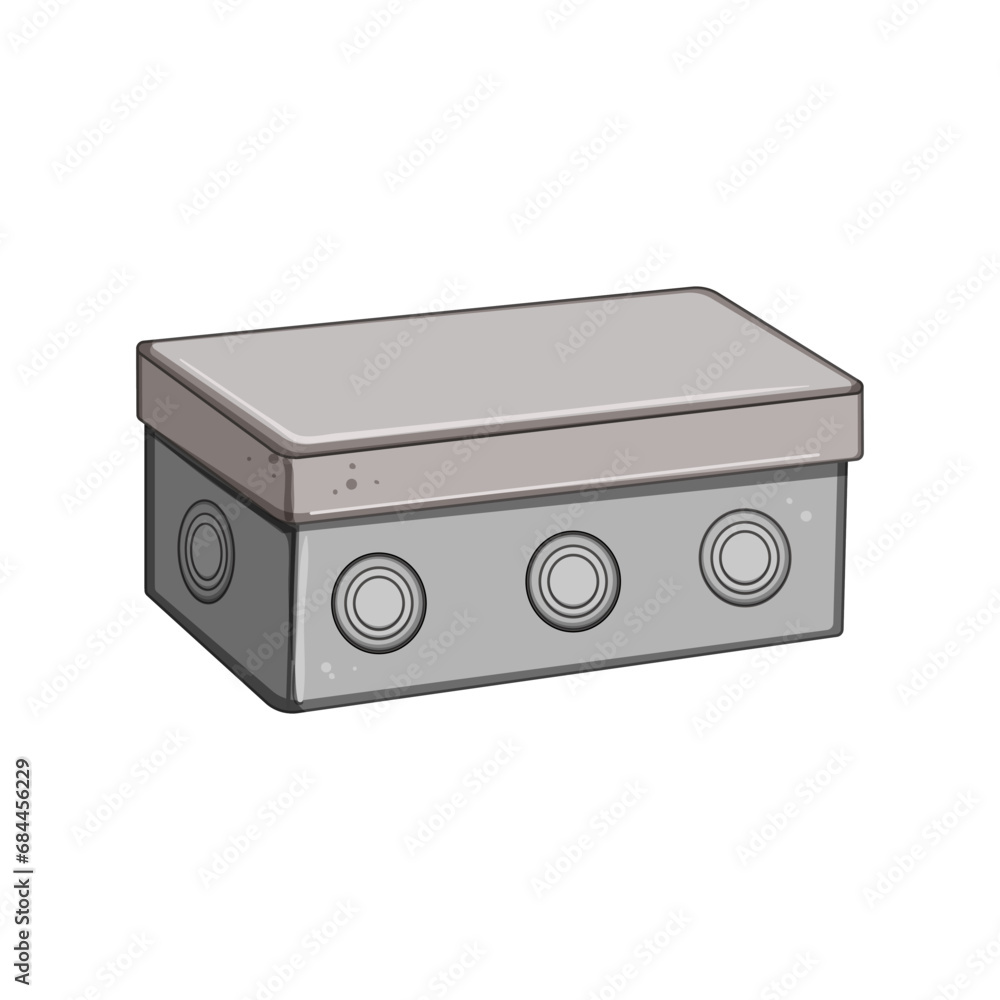 Obraz premium electrical junction box cartoon. energy cable, construction connection, switch industrial electrical junction box sign. isolated symbol vector illustration