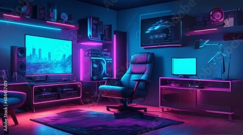 Gamer room interior design photo