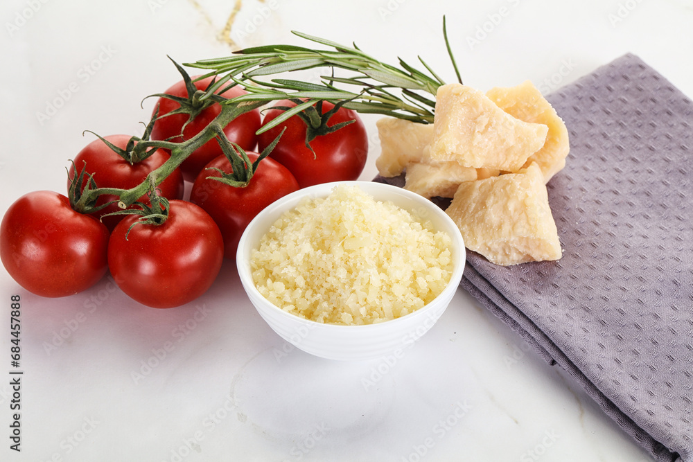 Shredded Italian hard parmesan cheese Shredded Italian hard parmesan cheese