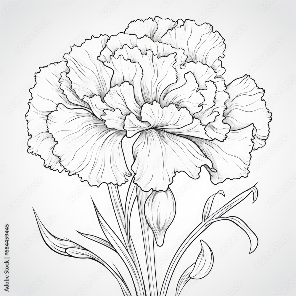 coloring page carnation flower 