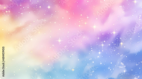 Aesthetic rainbow pastel galaxy shining stars background  abstract art backdrop