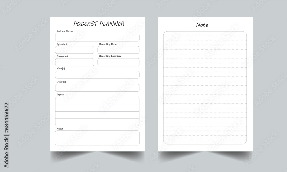 Editable Podcast Planner KDP Interior Printable Template Design. Editable Podcast Planner KDP Interior Printable Template Design.