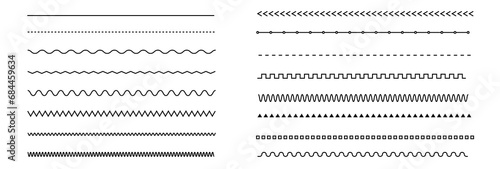 Set of vector line border. Lines, waves, zigzag, borders. Geometric vintage line collection. Doodle design. Vector illustration 