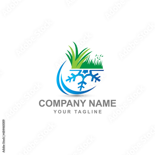 Illustration graphic vector of commercial lawncare and snow removal services company.