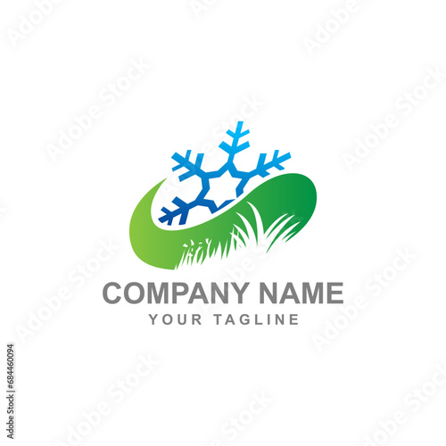 Illustration graphic vector of commercial lawncare and snow removal services company.