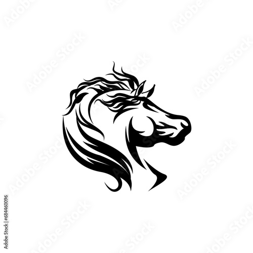 using the concept of a horse's head,Vector silhouette of a horse's head. © syawalan