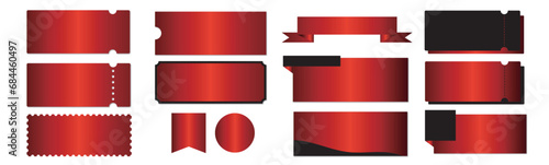 赤グラデーションと黒のクーポンベクターデザイン素材セット（枠のみ）