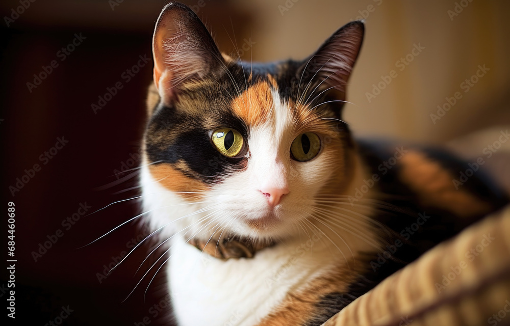 Fototapeta premium Photo of a Calico cat