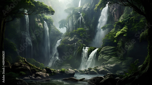 waterfall in the jungle,waterfall in the forest