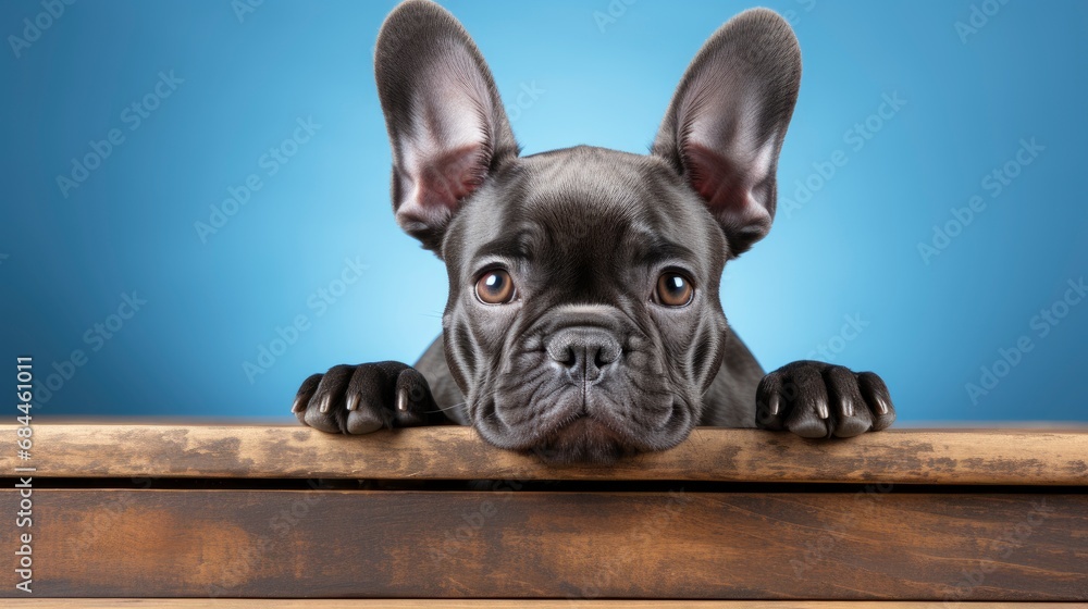 Cute Young French Bulldog Puppy Blue , Background HD, Illustrations