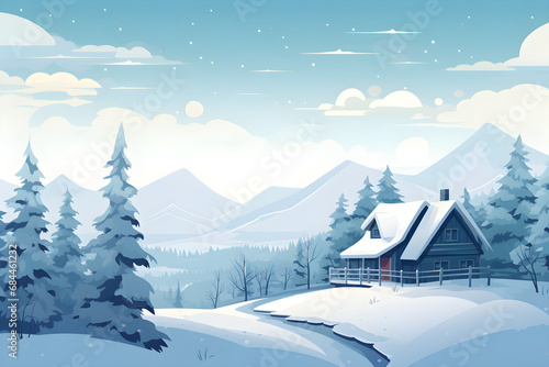 simple winter landscape background illustration 