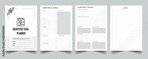 Editable Quarterly Planner KDP Interior Printable Template Design.