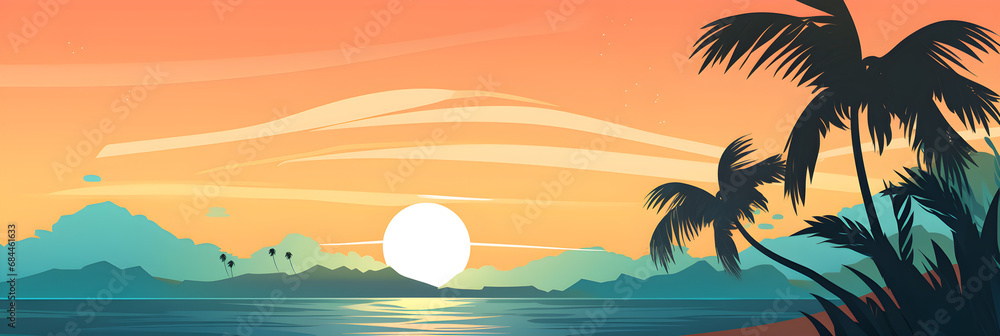 simple tropical landscape background illustration 