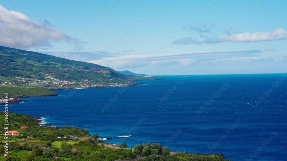Still timelapse coastal viewpoint in Sao Miguel Island in the Azores - Portugal. View of scenic traveling of clouds. Still timelapse coastal viewpoint in Sao Miguel Island in the Azores - Portugal. View of scenic traveling of clouds.