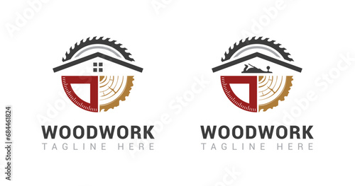 Woodworking logo design template. Capenter industry logo design