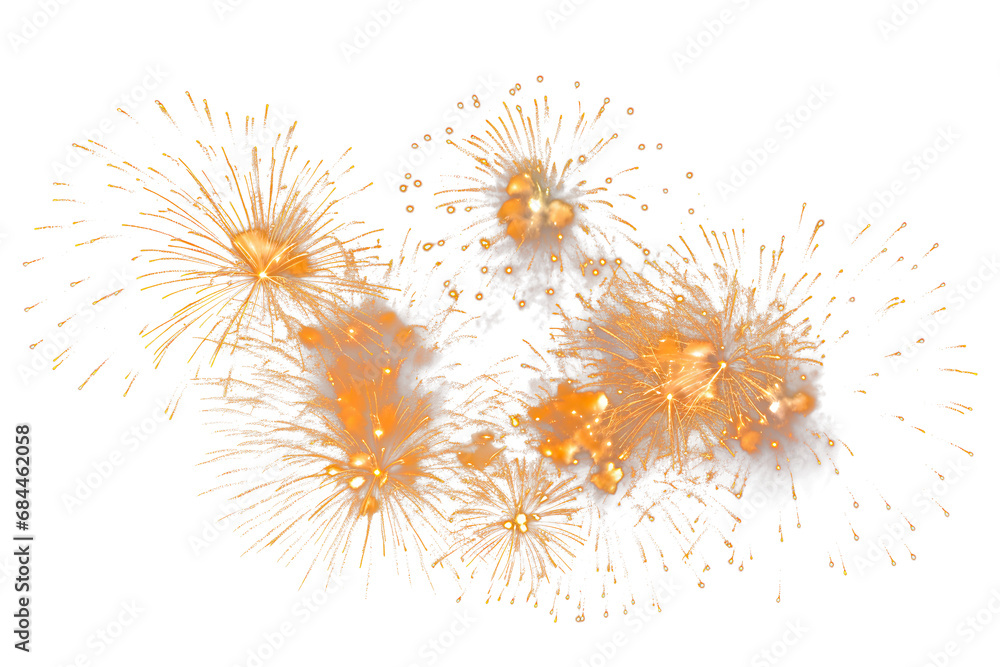 Isolated gold fireworks on white