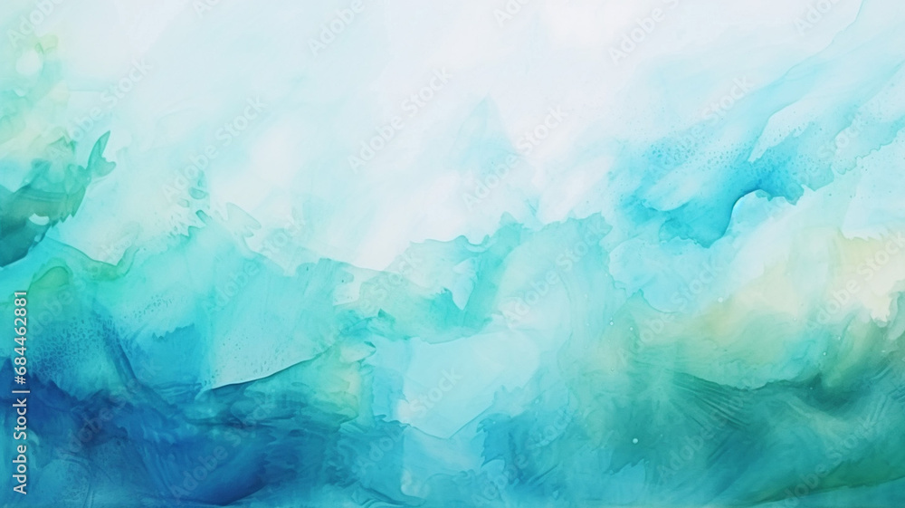 Abstract watercolor paint background by teal color background - obrazy, fototapety, plakaty 