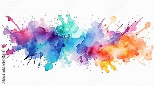 Abstract watercolor aquarelle paint hand drawn on white backgrou