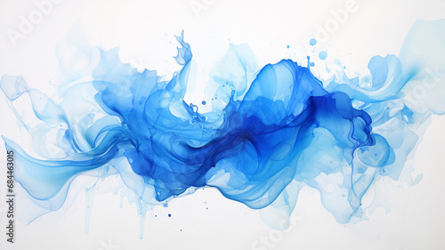 Blue to dark splash of paint watercolor on paper