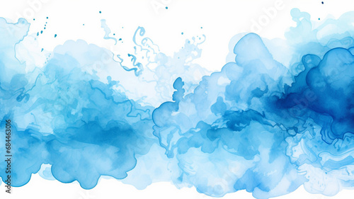 Blue gradient to light blue watercolor on white background illus