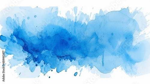 Vivid blue watercolor or ink stain with aquarelle