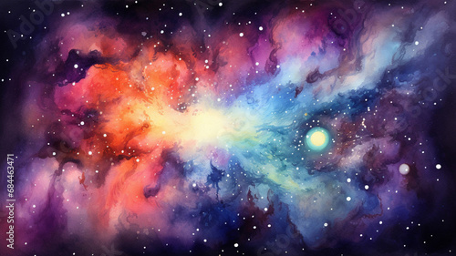 Watercolor colorful space galaxy