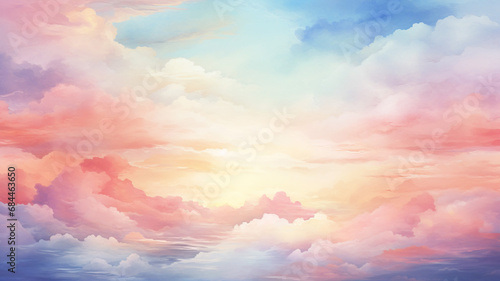 abstract background clouds on the sky with sun sunset dusk scene © BornHappy