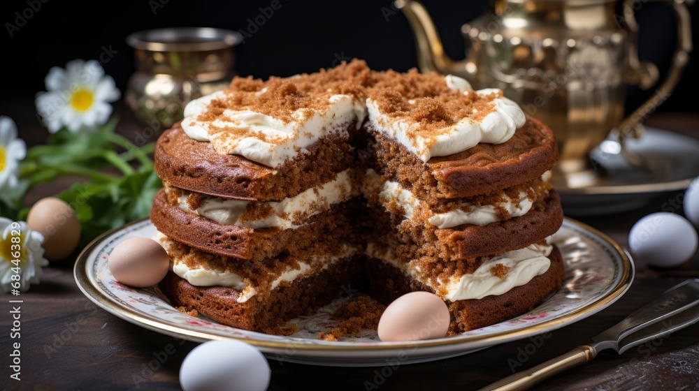 Easter Cake Decorated By Dried Fruits , Background HD, Illustrations Easter Cake Decorated By Dried Fruits , Background HD, Illustrations