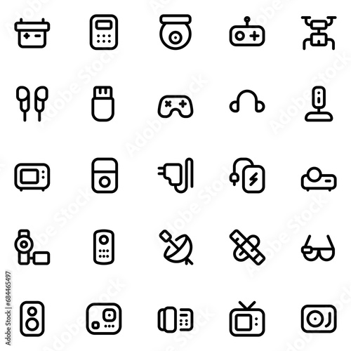 electronic device line icon sheet