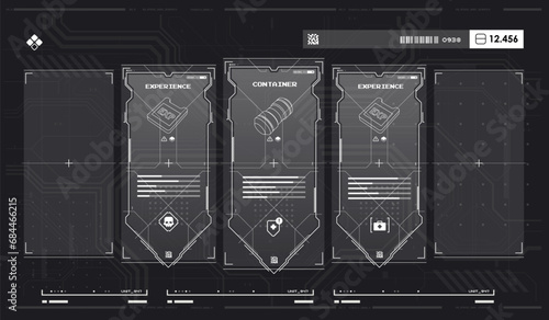 Sci-fi futuristic hud dashboard display virtual reality technology screen. Game ui screen, Abstract digital technology UI, UX Futuristic HUD, FUI, Virtual Interface.