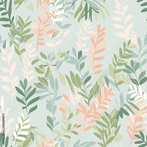 Seamless floral pattern with leaves and branches.