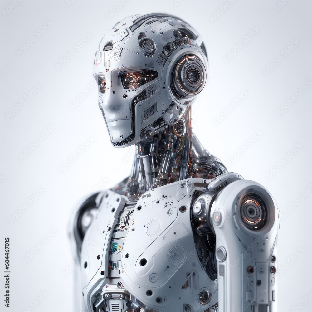 Ai Robot from the future with white background Ai Robot from the future with white background