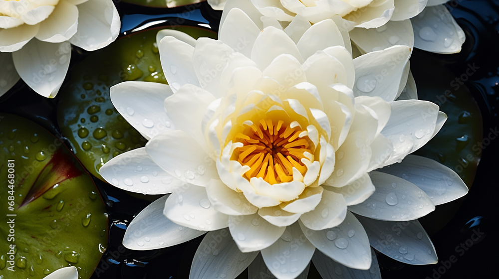 white water lily HD 8K wallpaper Stock Photographic Image 