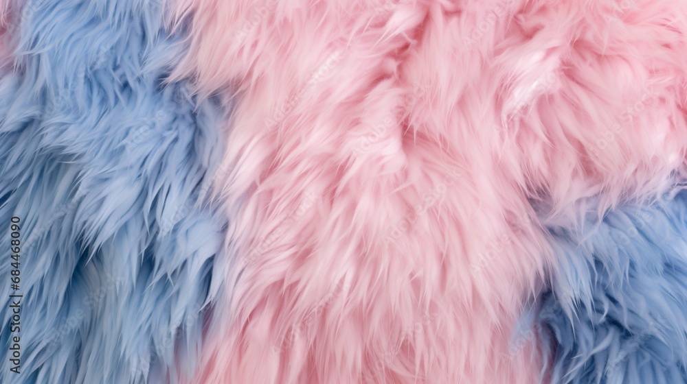 Obraz premium whimsical allure of fluffy eco fur, beautifully rendered in baby pink and blue, resembling the enchanting texture of cotton candy