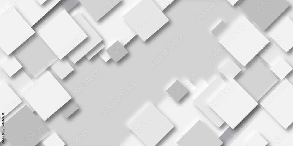 Abstract 3d geometric background with white and gray square rhombus structure style.Abstract white and gray overlap dimension modern background design vector Illustration.design for template, banner,