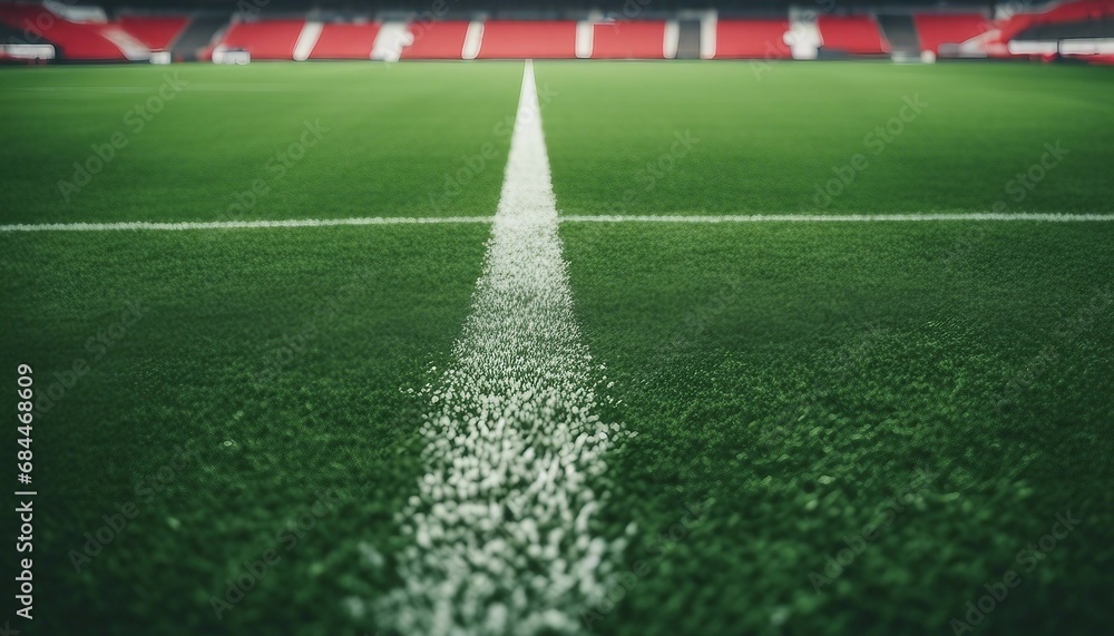 Obraz premium Soccer field in football stadium with line grass for sports background